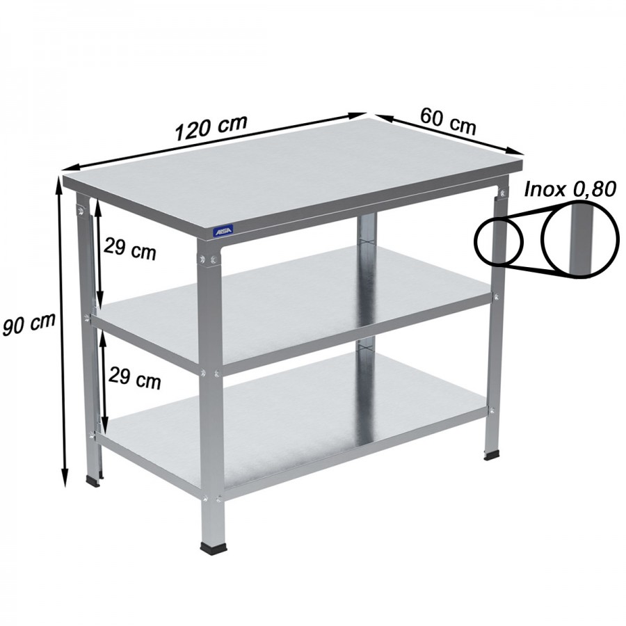 Mesa de Inox Paneleiro Duplo 60 x 120 - Aisa